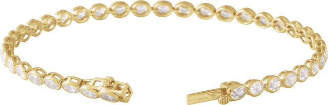 14K Gold Oval Lab-Grown Diamond Line Bracelet - Yellow Gold - view 2