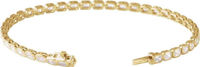 14K Gold Emerald Lab-Grown Diamond Line Bracelet – 6 1/4 CTW - Yellow Gold - view 2