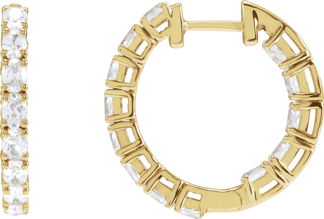 14K Gold Oval Lab-Grown Diamond Inside-Outside Hoop Earrings - Rose Gold - view 11