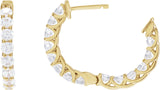 14K Gold Round Lab-Grown Diamond Inside-Outside Hoop Earrings – 2.8mm Stones - Yellow Gold - view 8