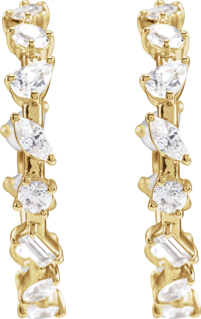 14K Gold Lab-Grown Diamond Hoop Earrings - Yellow Gold - view 2