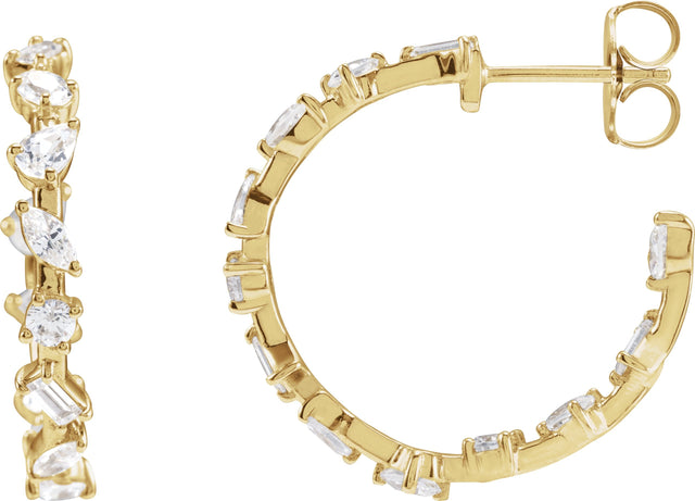 14K Gold Lab-Grown Diamond Hoop Earrings - Yellow Gold