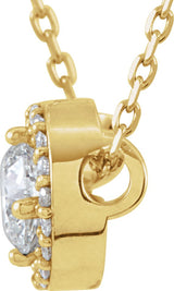 14K Gold Round Natural Diamond Halo-Style Necklace or Pendant – up to 1/5 CTW - Yellow Gold - view 4