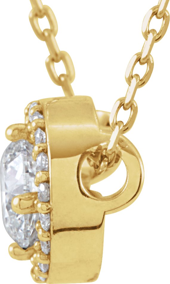 14K Gold Round Natural Diamond Halo-Style Necklace or Pendant – up to 1/5 CTW - Yellow Gold - view 4