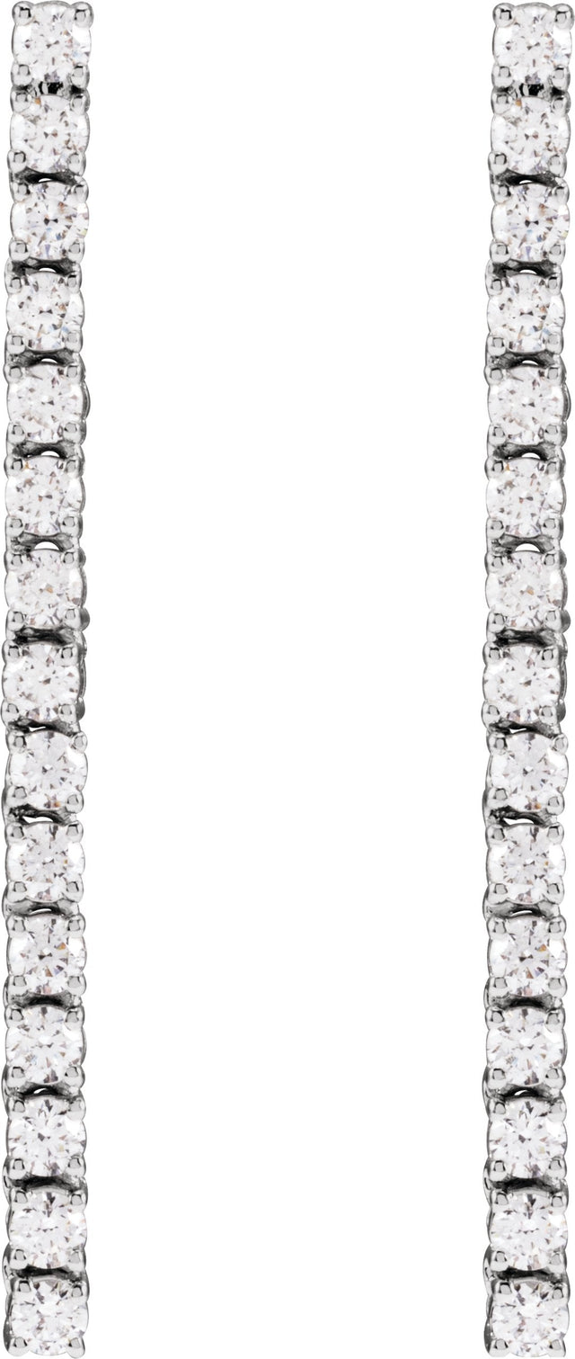 14K Gold Round Lab-Grown Diamond Accented Drop Earrings - White Gold - view 4