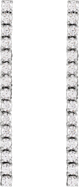 14K Gold Round Natural Diamond Accented Drop Earrings - White Gold - view 4
