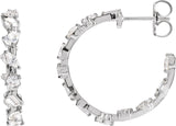 14K Gold Lab-Grown Diamond Hoop Earrings - White Gold