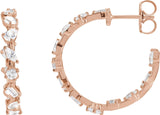 14K Gold Lab-Grown Diamond Hoop Earrings - Rose Gold