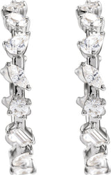 14K Gold Lab-Grown Diamond Hoop Earrings - White Gold - view 3