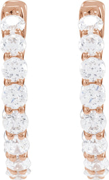 14K Gold Round Lab-Grown Diamond Inside-Outside Hoop Earrings – 2.8mm Stones - Rose Gold - view 8