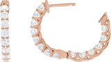 14K Gold Round Lab-Grown Diamond Inside-Outside Hoop Earrings – 2.8mm Stones - Rose Gold - view 10