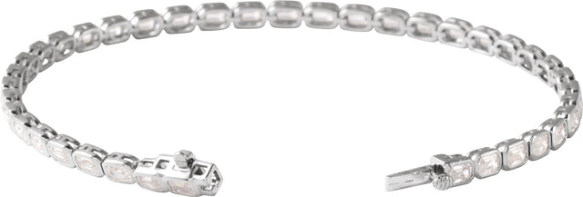14K Gold Emerald Lab-Grown Diamond Line Bracelet – 6 1/4 CTW - White Gold - view 2