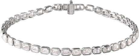 14K Gold Emerald Lab-Grown Diamond Line Bracelet – 6 1/4 CTW - White Gold