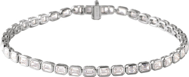 14K Gold Emerald Lab-Grown Diamond Line Bracelet – 6 1/4 CTW - White Gold