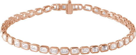 14K Gold Emerald Lab-Grown Diamond Line Bracelet – 6 1/4 CTW - Rose Gold