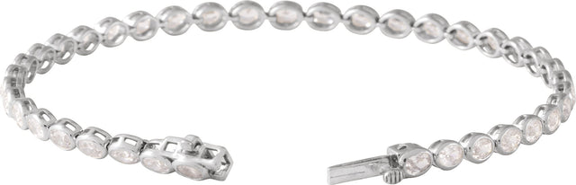 14K Gold Oval Lab-Grown Diamond Line Bracelet - White Gold - view 2