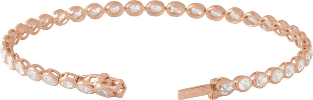 14K Gold Oval Lab-Grown Diamond Line Bracelet - Rose Gold - view 2