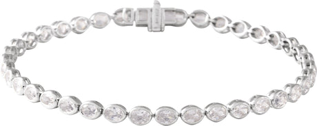 14K Gold Oval Lab-Grown Diamond Line Bracelet - White Gold