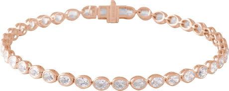 14K Gold Oval Lab-Grown Diamond Line Bracelet - Rose Gold
