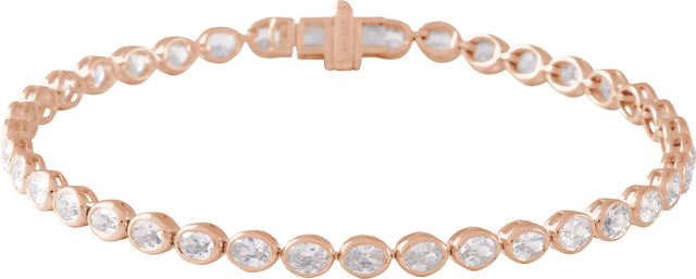 14K Gold Oval Lab-Grown Diamond Line Bracelet - Rose Gold