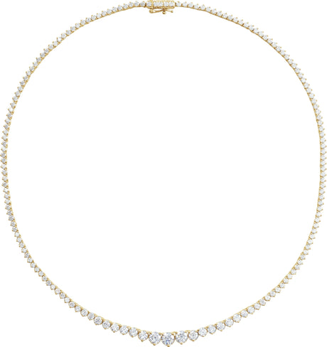 14K Gold Round Lab-Grown Diamond Line Necklace – 9 1/2 CTW - Yellow Gold