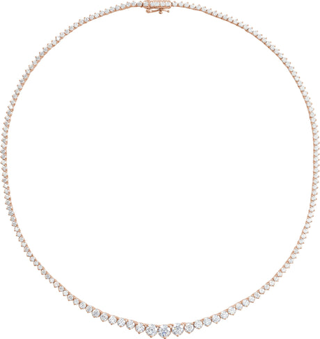14K Gold Round Lab-Grown Diamond Line Necklace – 9 1/2 CTW - Rose Gold