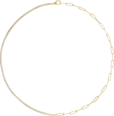 14K Gold Round Lab-Grown Diamond Line Necklace – 3 1/4 CTW - Yellow Gold