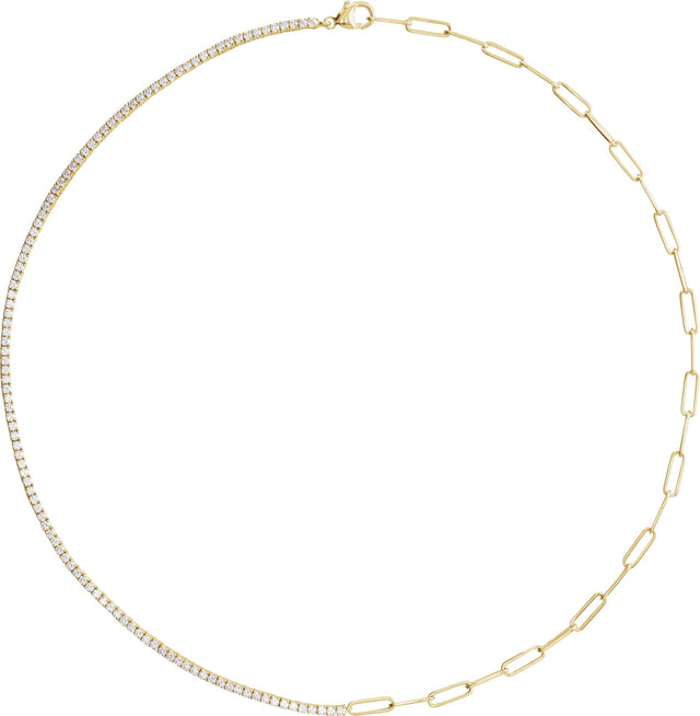 14K Gold Round Lab-Grown Diamond Line Necklace – 3 1/4 CTW - Yellow Gold