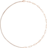 14K Gold Round Lab-Grown Diamond Line Necklace – 3 1/4 CTW - Rose Gold