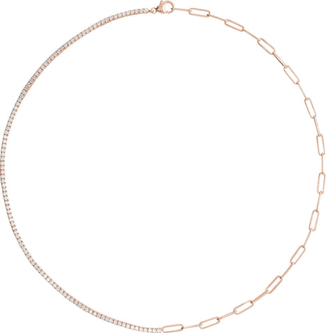 14K Gold Round Lab-Grown Diamond Line Necklace – 3 1/4 CTW - Rose Gold