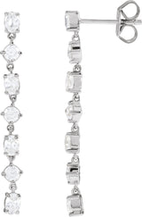14K Gold Oval Lab-Grown Diamond Earrings - White Gold