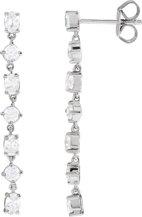 14K Gold Oval Lab-Grown Diamond Earrings - White Gold