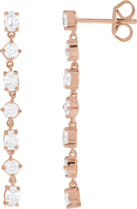 14K Gold Oval Lab-Grown Diamond Earrings - Rose Gold