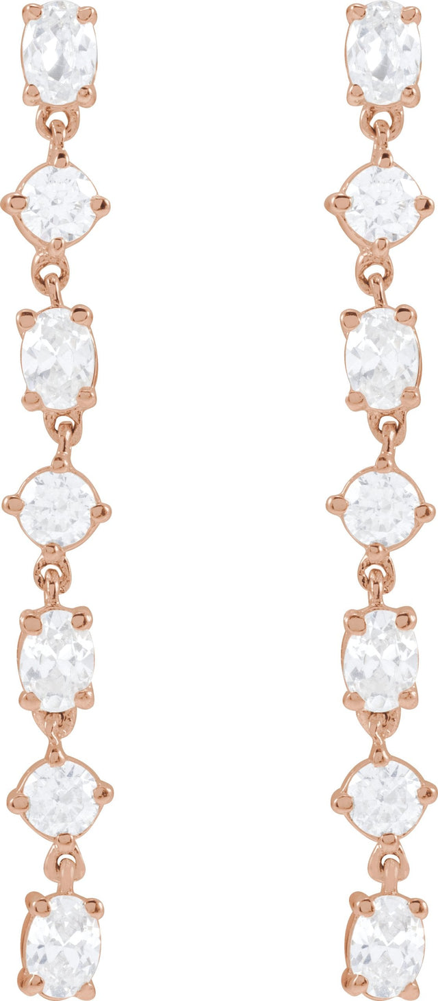 14K Gold Oval Lab-Grown Diamond Earrings - Rose Gold - view 2