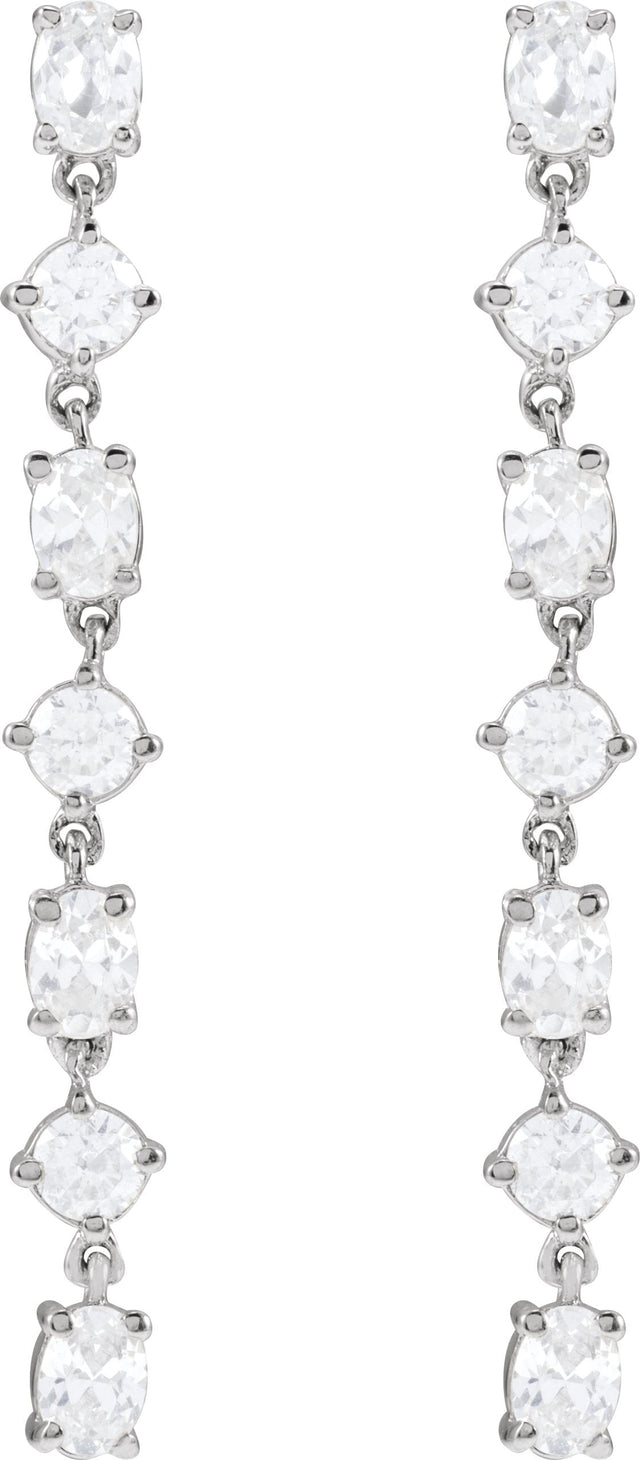 14K Gold Oval Lab-Grown Diamond Earrings - White Gold - view 2