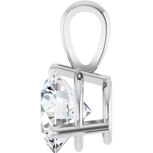 Platinum Round Natural Diamond Solitaire Necklace or Pendant - view 6