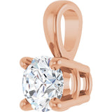 14K Gold Round Lab-Grown Diamond Solitaire Necklace or Pendant – up to 1 1/4 CTW - Rose Gold - view 5