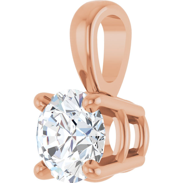 14K Gold Round Lab-Grown Diamond Solitaire Necklace or Pendant – 4-8mm Stones - Rose Gold - view 8