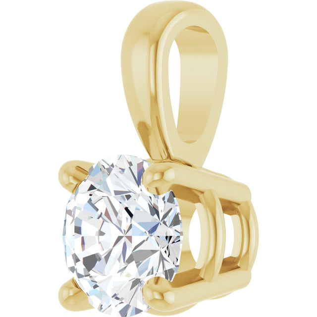 14K Gold Round Lab-Grown Diamond Solitaire Necklace or Pendant – 4-8mm Stones - Yellow Gold - view 6