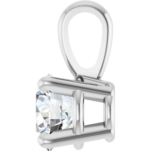 14K Gold Round Lab-Grown Diamond Solitaire Necklace or Pendant – 4-8mm Stones - White Gold - view 5