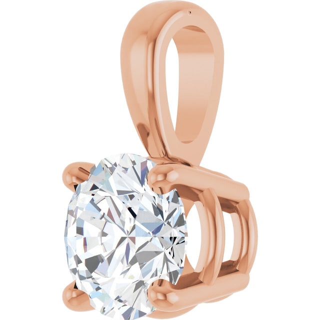 14K Gold Round Lab-Grown Diamond Solitaire Necklace or Pendant – up to 1 1/4 CTW - Rose Gold - view 5