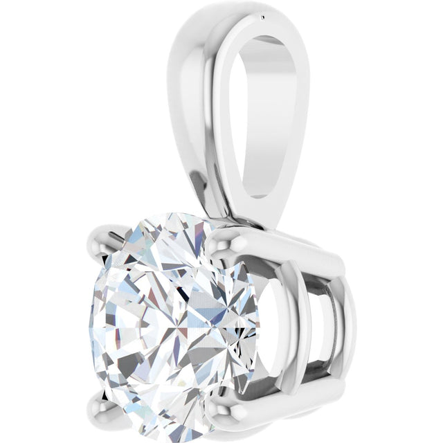14K Gold Round Lab-Grown Diamond Solitaire Necklace or Pendant – up to 1 1/4 CTW - White Gold - view 5