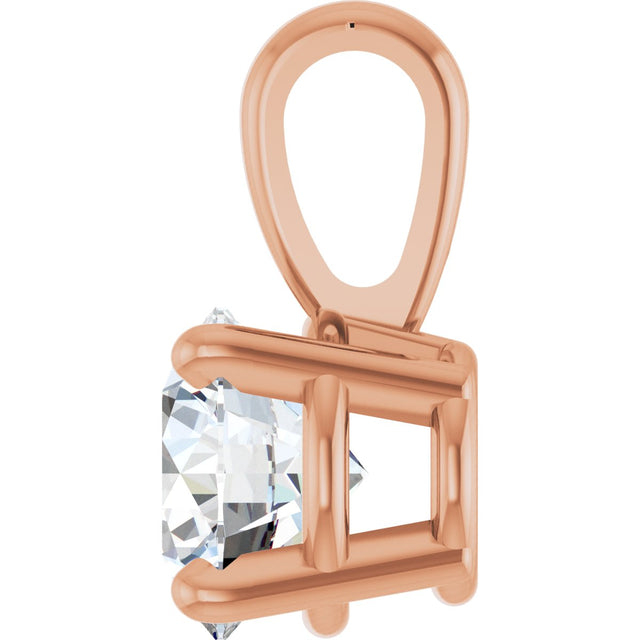 14K Gold Round Natural Diamond Solitaire Necklace or Pendant – up to 1 1/4 CTW - Rose Gold - view 6