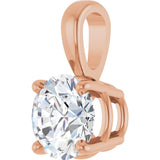 14K Gold Round Lab-Grown Diamond Solitaire Necklace or Pendant – up to 1 1/4 CTW - Rose Gold - view 5
