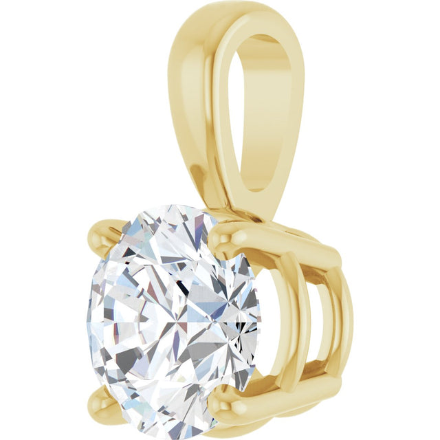 14K Gold Round Natural Diamond Solitaire Necklace or Pendant – up to 1 1/4 CTW - Yellow Gold - view 5