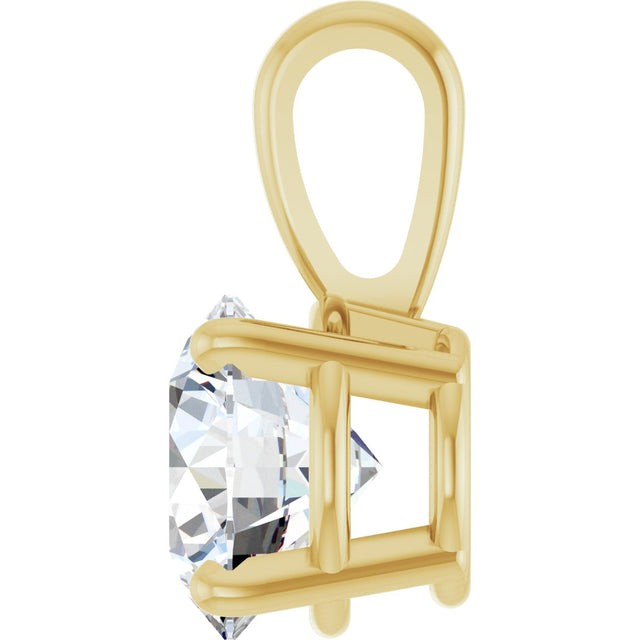 14K Gold Round Lab-Grown Diamond Solitaire Necklace or Pendant – up to 1 1/4 CTW - Yellow Gold - view 6