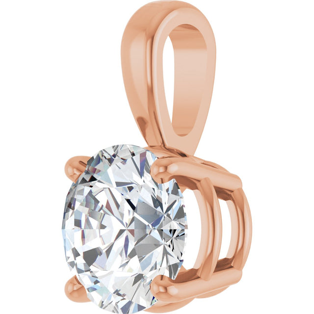 14K Gold Round Lab-Grown Diamond Solitaire Necklace or Pendant – up to 1 1/4 CTW - Rose Gold - view 7
