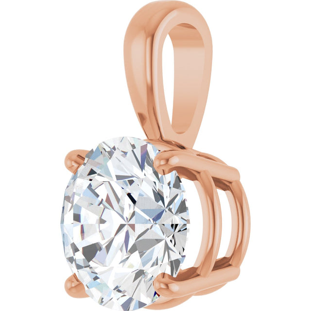 14K Gold Round Lab-Grown Diamond Solitaire Necklace or Pendant – up to 1 1/4 CTW - Rose Gold - view 5
