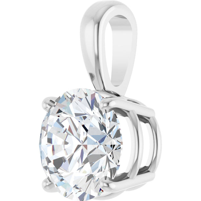 14K Gold Round Lab-Grown Diamond Solitaire Necklace or Pendant – up to 1 1/4 CTW - White Gold - view 5