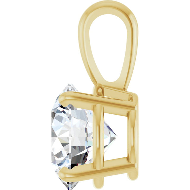 14K Gold Round Lab-Grown Diamond Solitaire Necklace or Pendant – up to 1 1/4 CTW - Yellow Gold - view 6